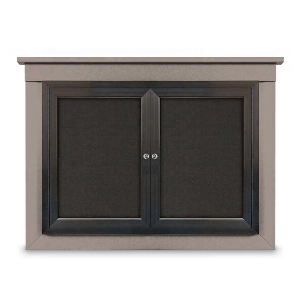24"x36" 1-Door Enclosed Letterboard, Black Vinyl/Walnut